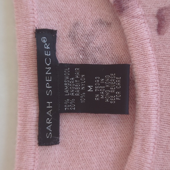 Sarah Spencer Lambswool Angora Rabbit Hair Floral Sweater MEDIUM Pink - Picture 2 of 9